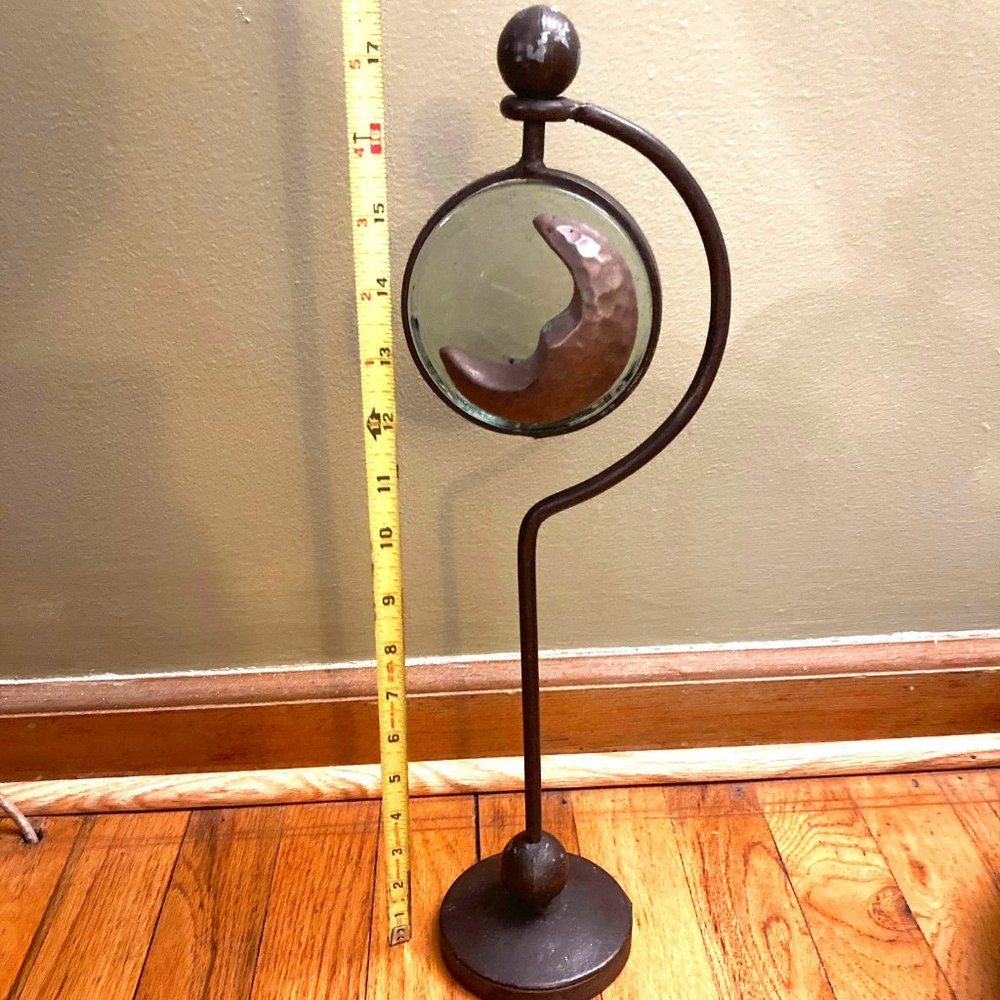 VTG Crescent Moon Glass and Metal  Candle Holder